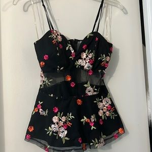 very chic see through body shirt with flowers